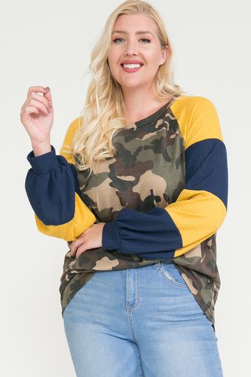 Raglan Sleeve Color Block Top Blue Zone Planet