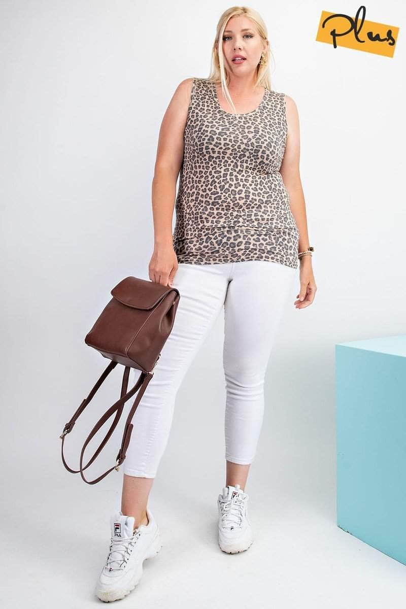 Rayon Rib Printed Knit Tank Top Blue Zone Planet