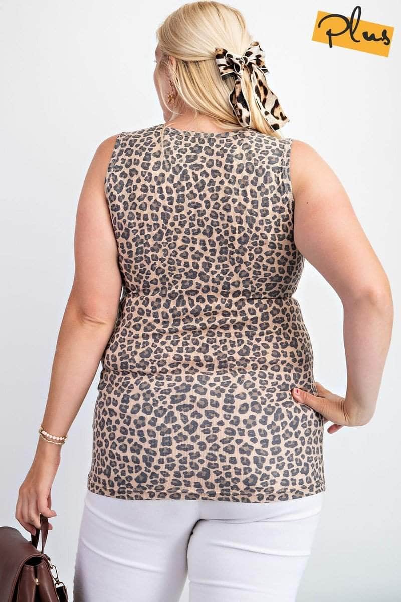 Rayon Rib Printed Knit Tank Top Blue Zone Planet