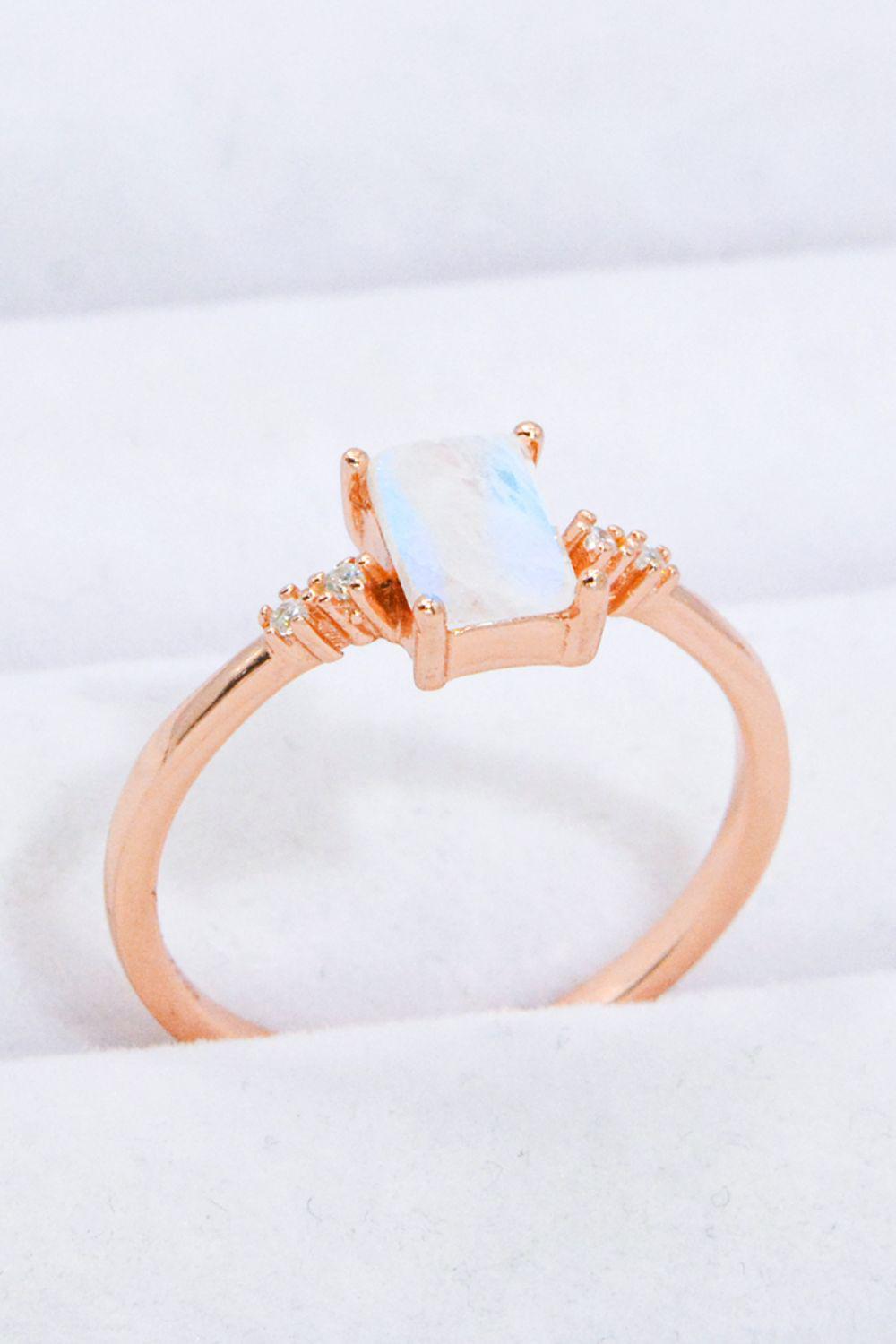 Rectangle Natural Moonstone Ring BLUE ZONE PLANET