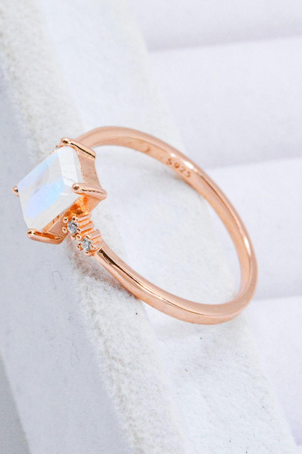 Rectangle Natural Moonstone Ring BLUE ZONE PLANET