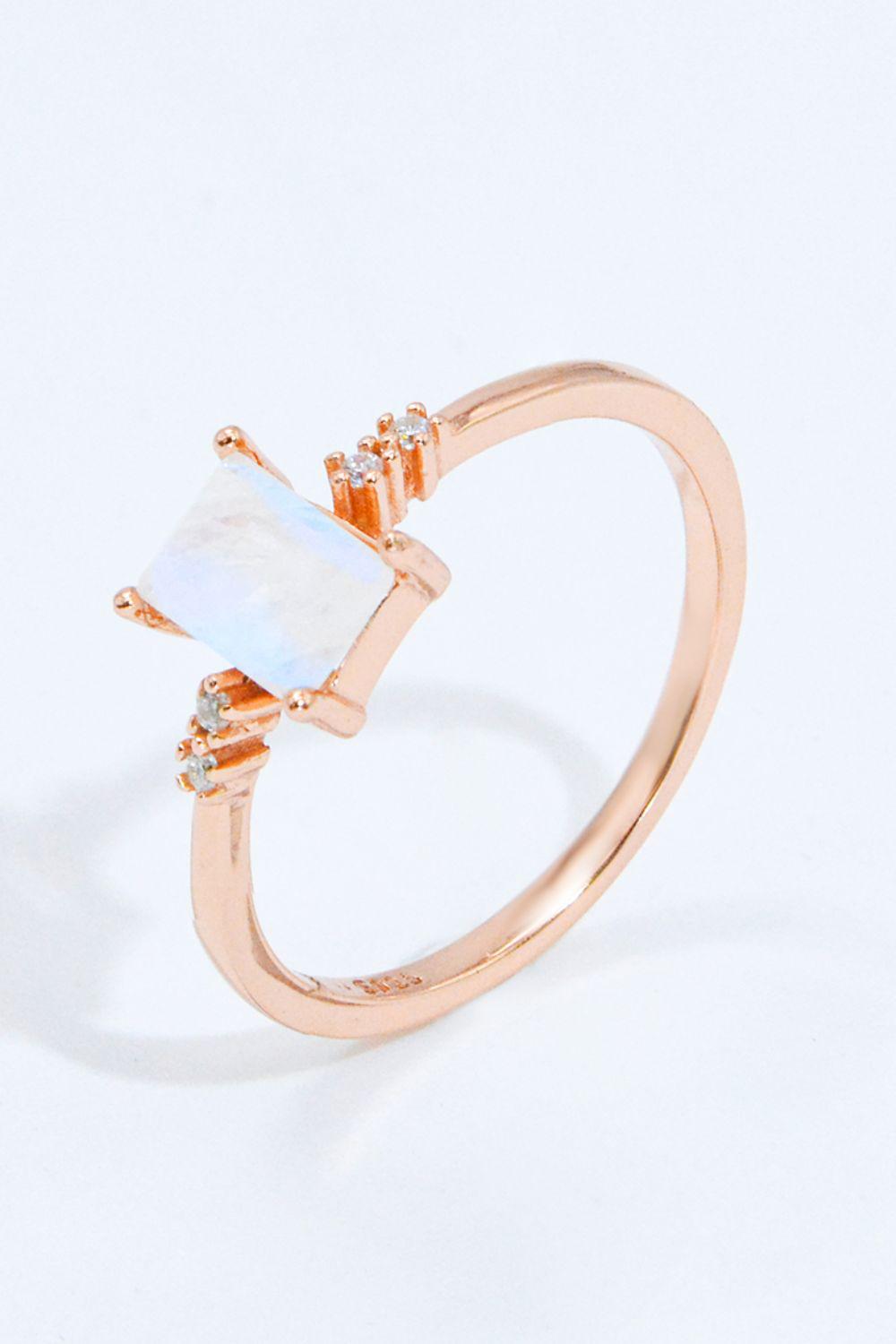 Rectangle Natural Moonstone Ring BLUE ZONE PLANET
