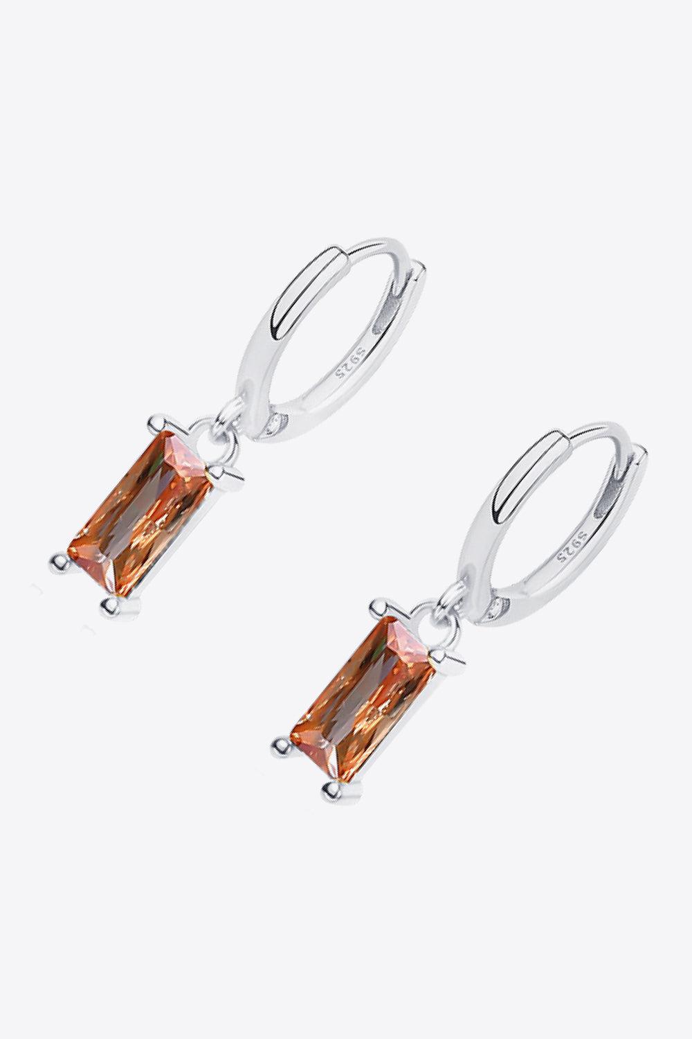 Retro 925 Sterling Silver Cubic Zirconia Drop Earrings BLUE ZONE PLANET