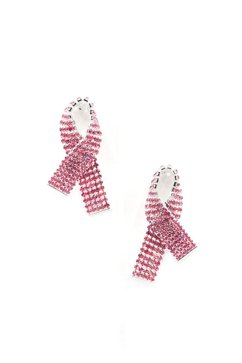 Rhinestone Awareness Bow Earring Blue Zone Planet