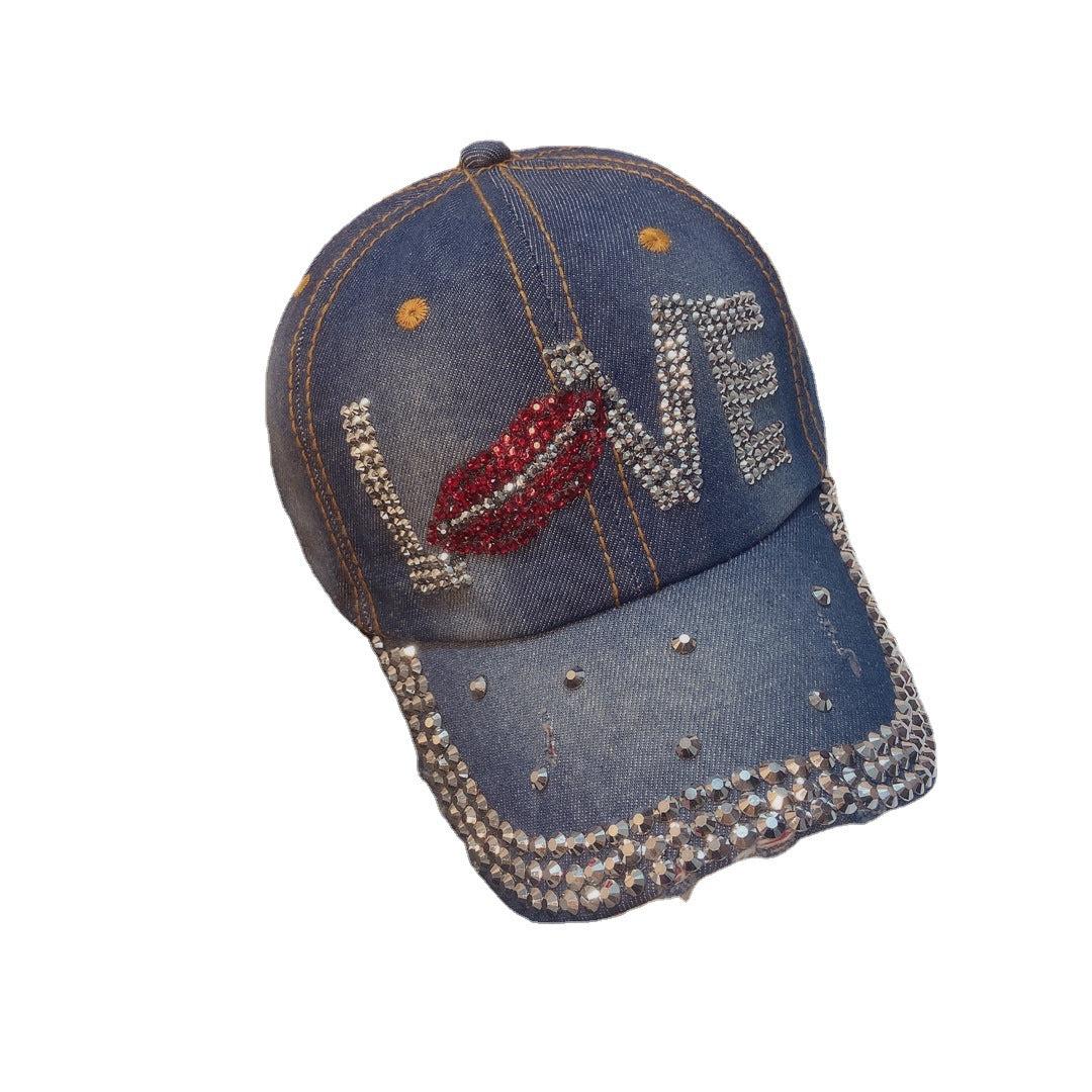 Rhinestone Cowboy Hat Female Peaked Hat Summer Street Blue Zone Planet
