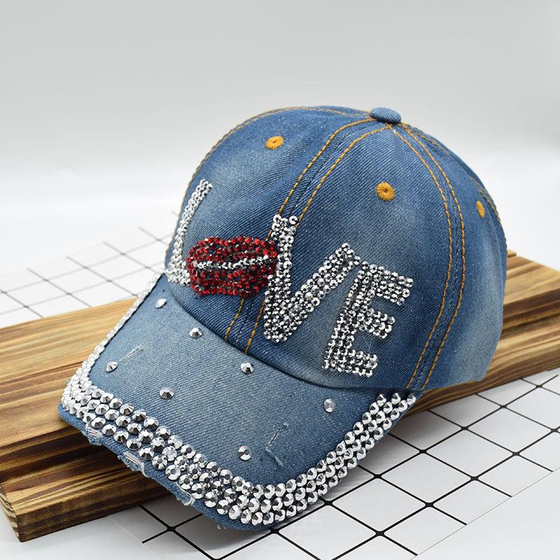 Rhinestone Cowboy Hat Female Peaked Hat Summer Street Blue Zone Planet