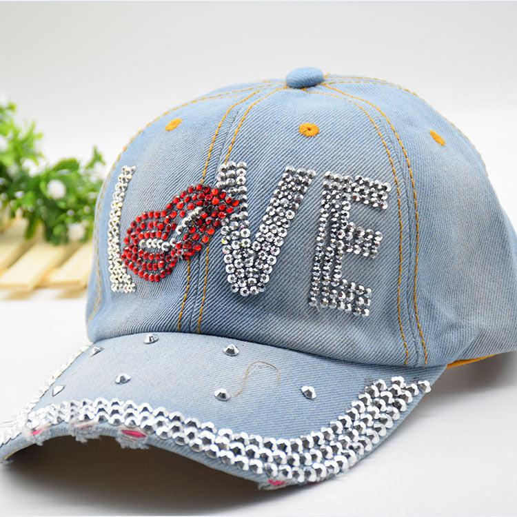 Rhinestone Cowboy Hat Female Peaked Hat Summer Street Blue Zone Planet