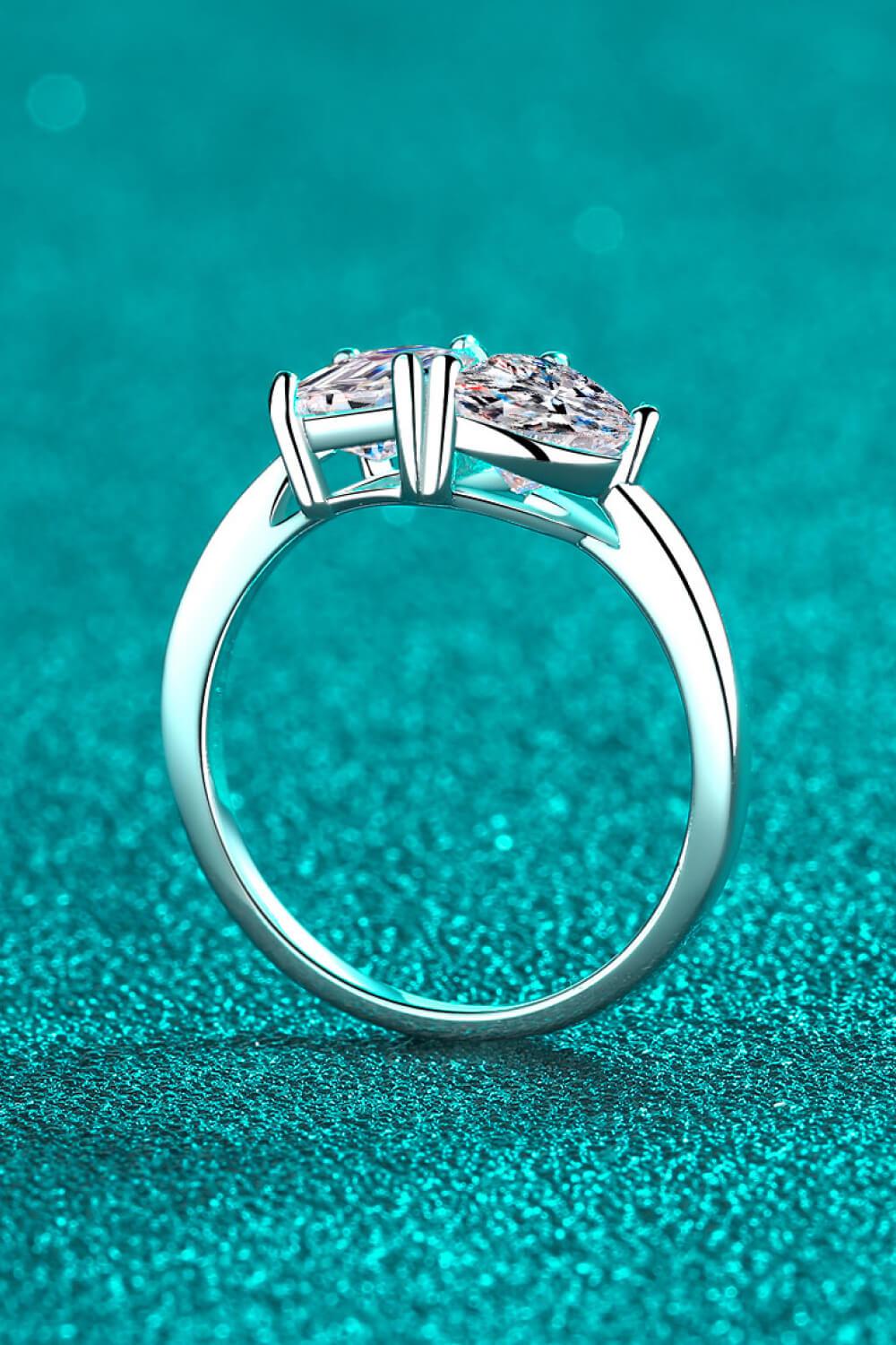 Rhodium-Plated 2 Carat Moissanite Ring BLUE ZONE PLANET