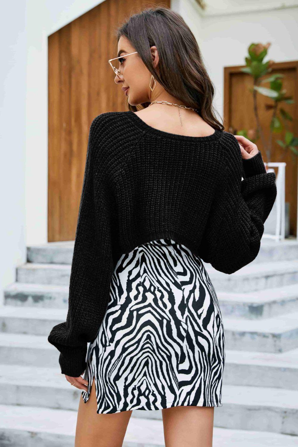 Rib-Knit Cropped Poncho BLUE ZONE PLANET