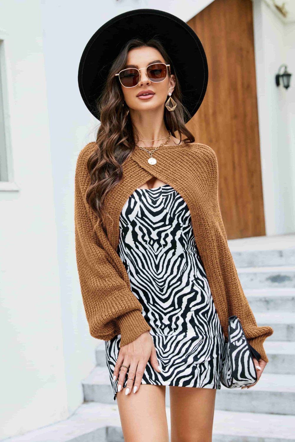 Rib-Knit Cropped Poncho BLUE ZONE PLANET