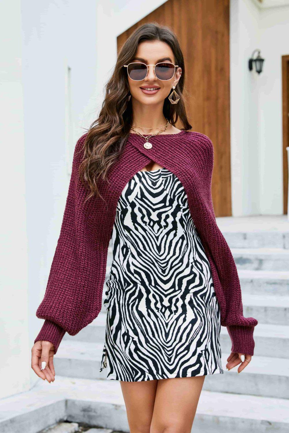 Rib-Knit Cropped Poncho BLUE ZONE PLANET