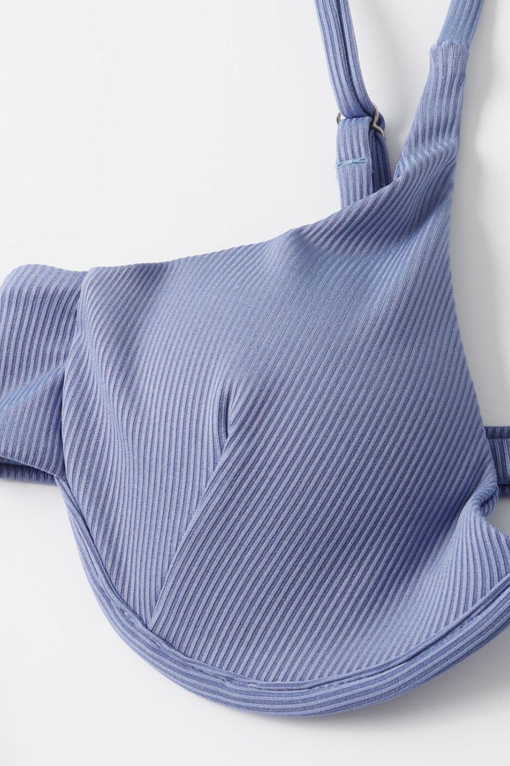 Ribbed High Cut Three-Piece Swim Set BLUE ZONE PLANET