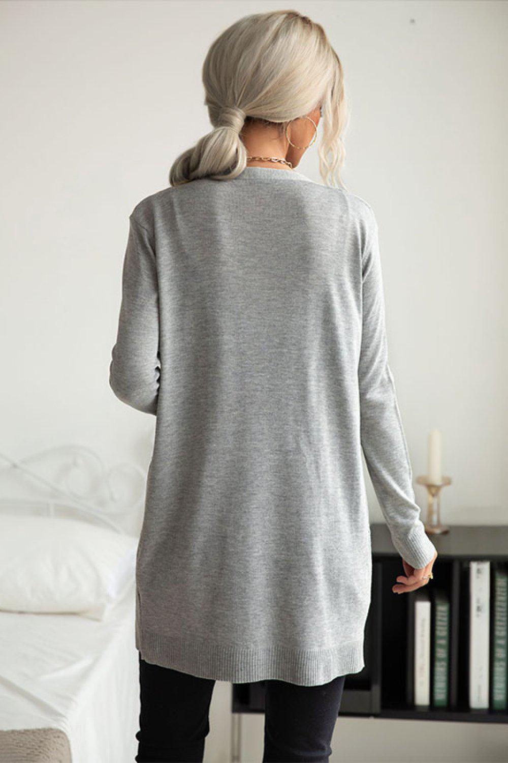 Ribbed Longline Open Front Cardigan BLUE ZONE PLANET
