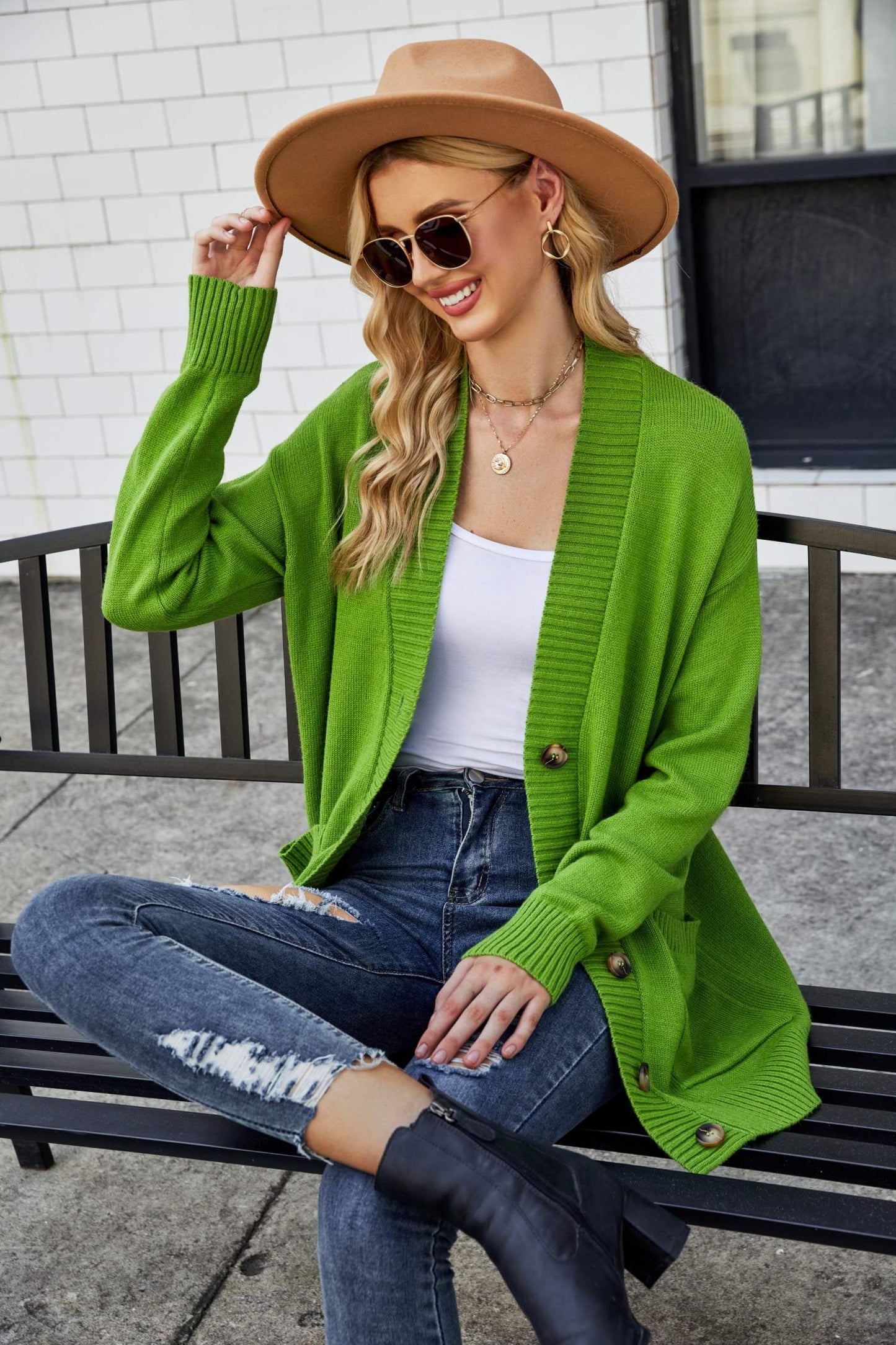 Ribbed Trim Dropped Shoulder Pocketed Cardigan BLUE ZONE PLANET