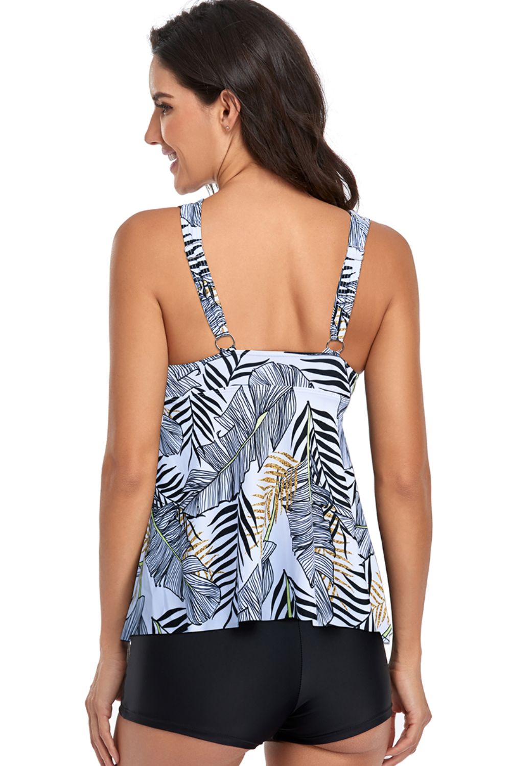 Blue Zone Planet | Ring Detail Strappy Neck Tankini Set BLUE ZONE PLANET