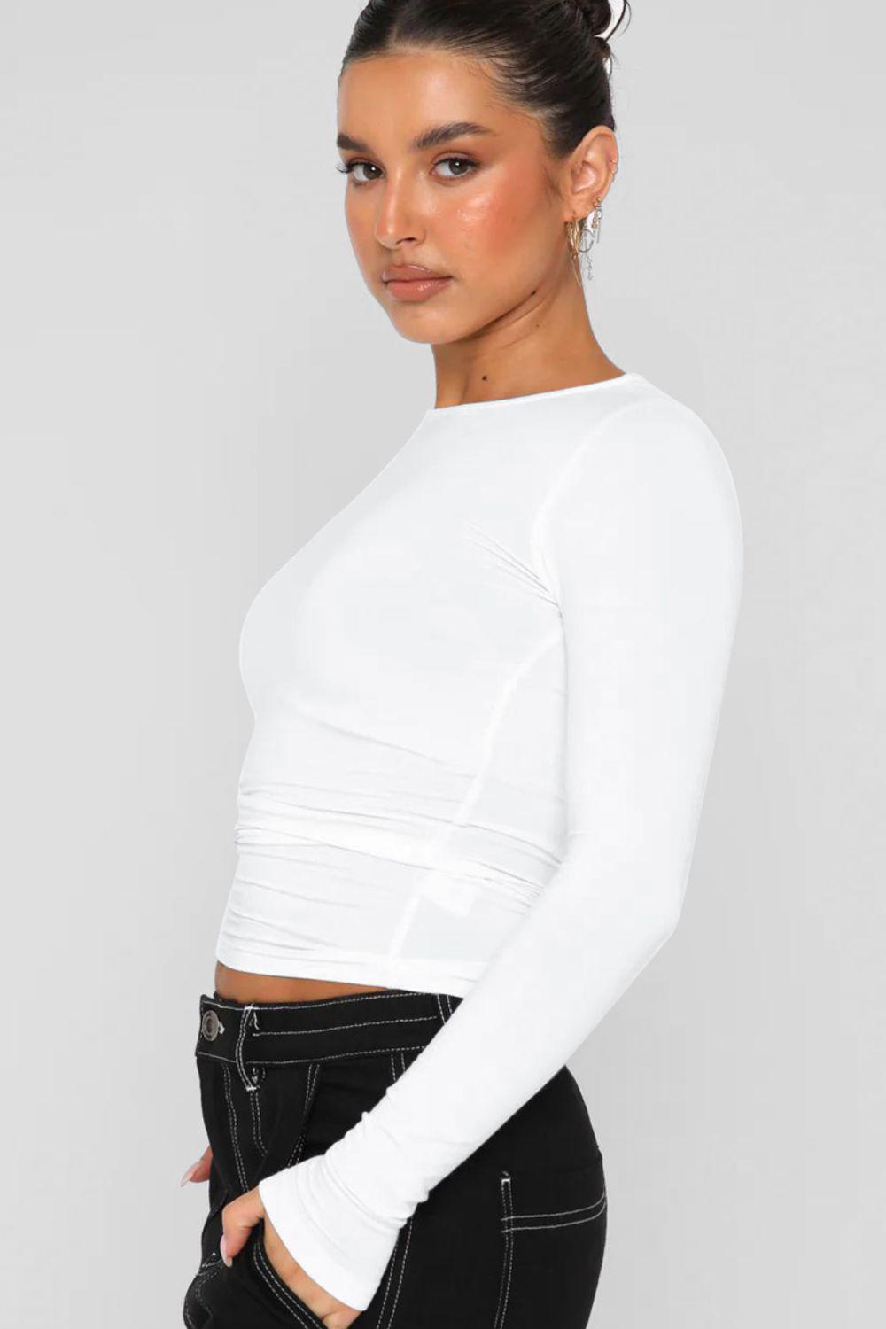 Round Neck Long-Sleeve Top BLUE ZONE PLANET