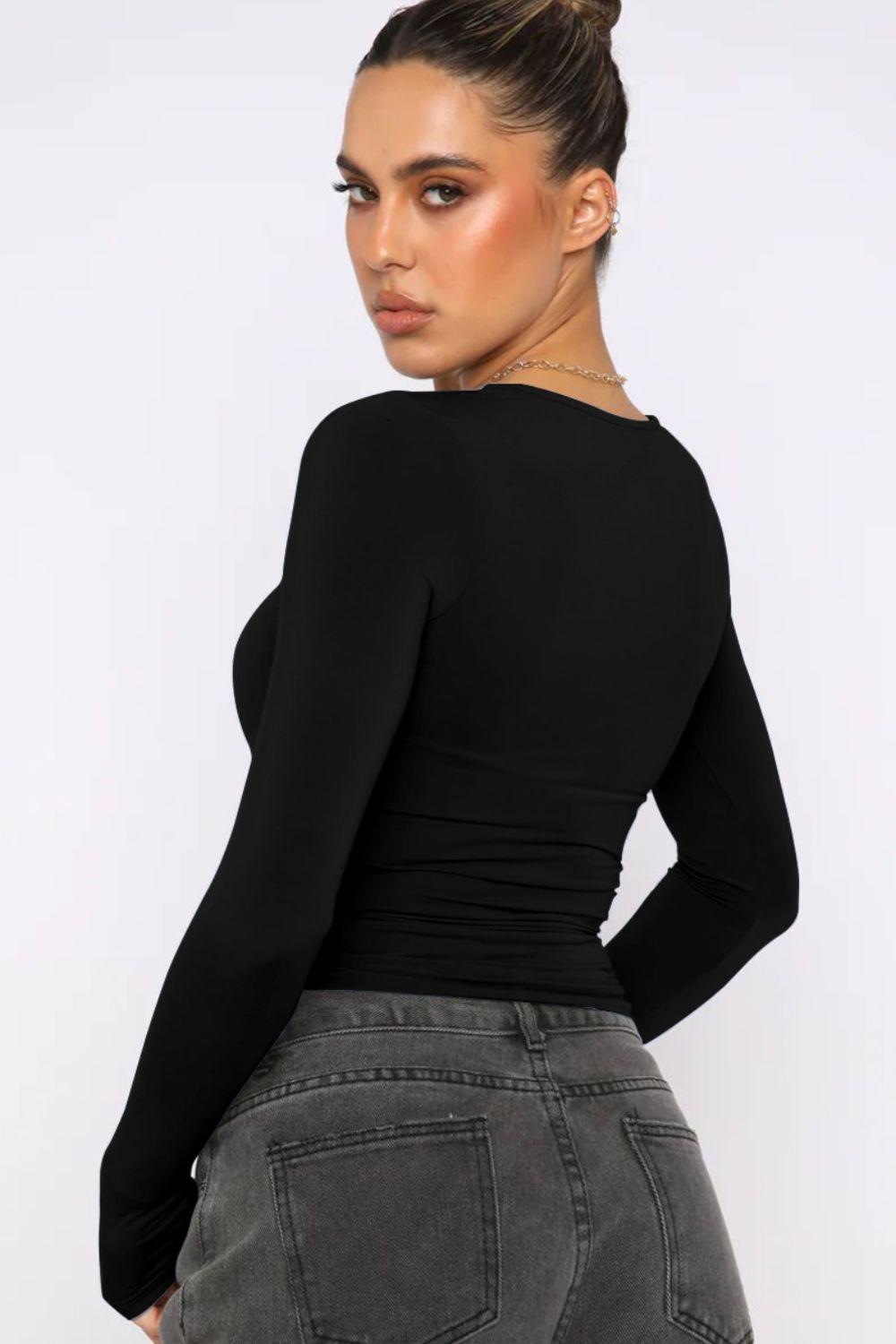 Round Neck Long-Sleeve Top BLUE ZONE PLANET