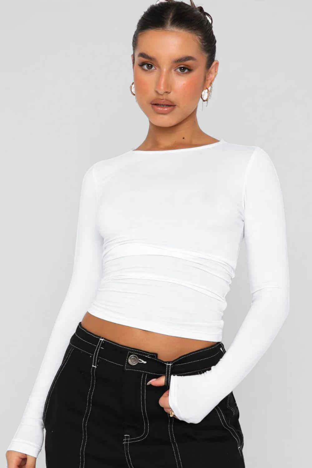 Round Neck Long-Sleeve Top BLUE ZONE PLANET