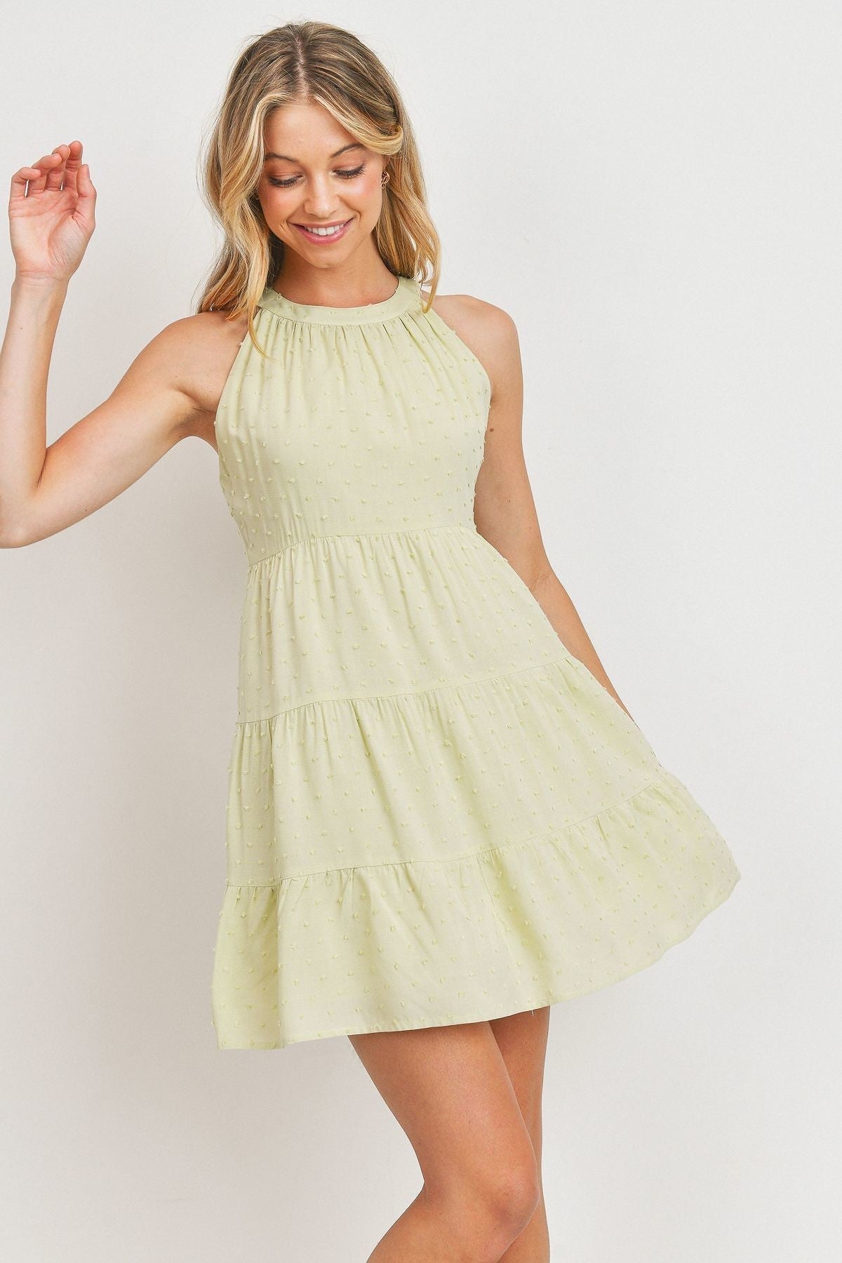 Roundneck Sleeveless Swiss Dot Mini Dress Blue Zone Planet