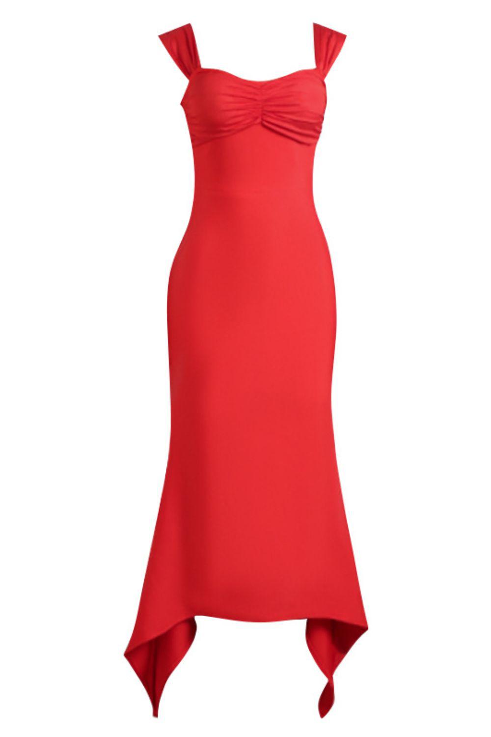 Ruched Sweetheart Neck Hem Detail Midi Dress BLUE ZONE PLANET