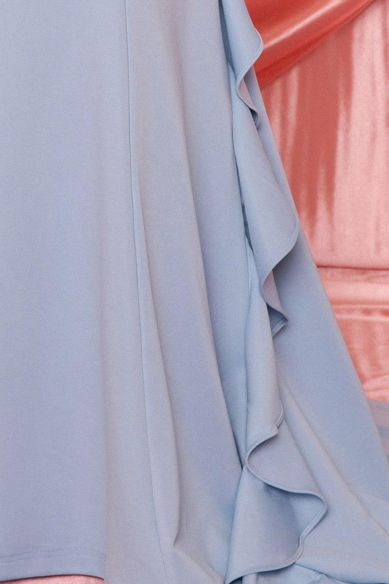 Ruffle Drapped Tail Plus Size Maxi Dress Blue Zone Planet