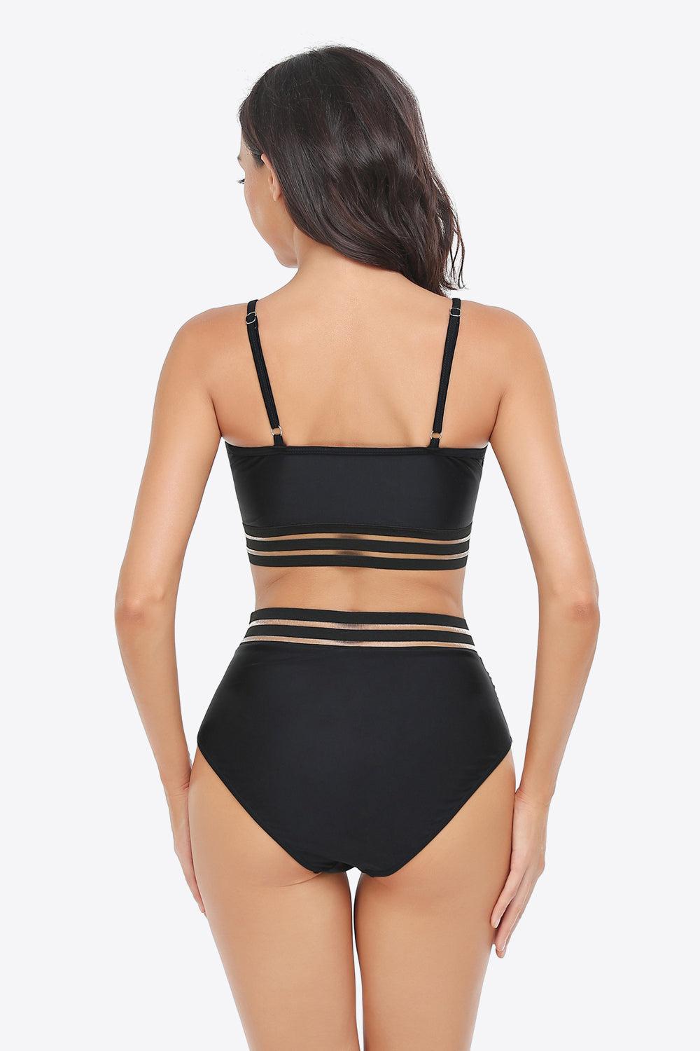 Ruffled Plunge Bikini Set BLUE ZONE PLANET