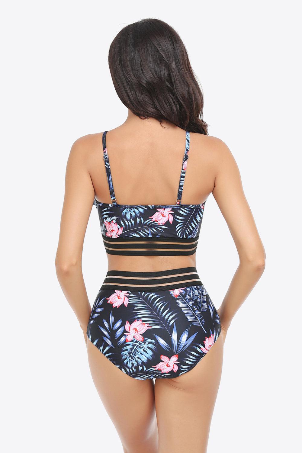 Ruffled Plunge Bikini Set BLUE ZONE PLANET