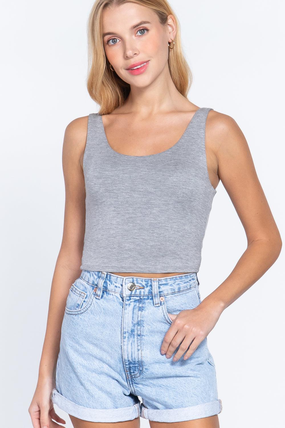 Scoop Neck 2 Ply Crop Tank Top Blue Zone Planet