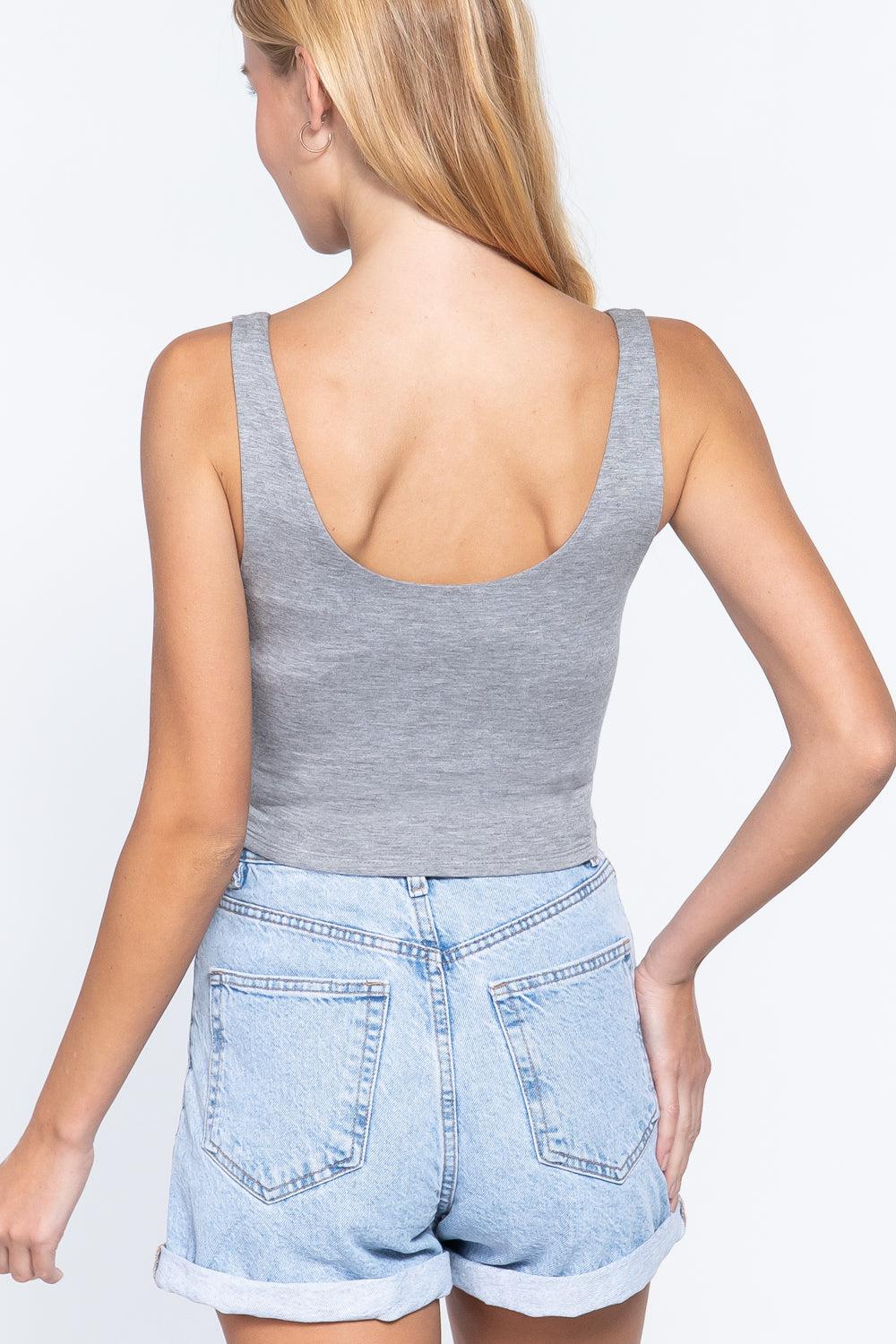 Scoop Neck 2 Ply Crop Tank Top Blue Zone Planet