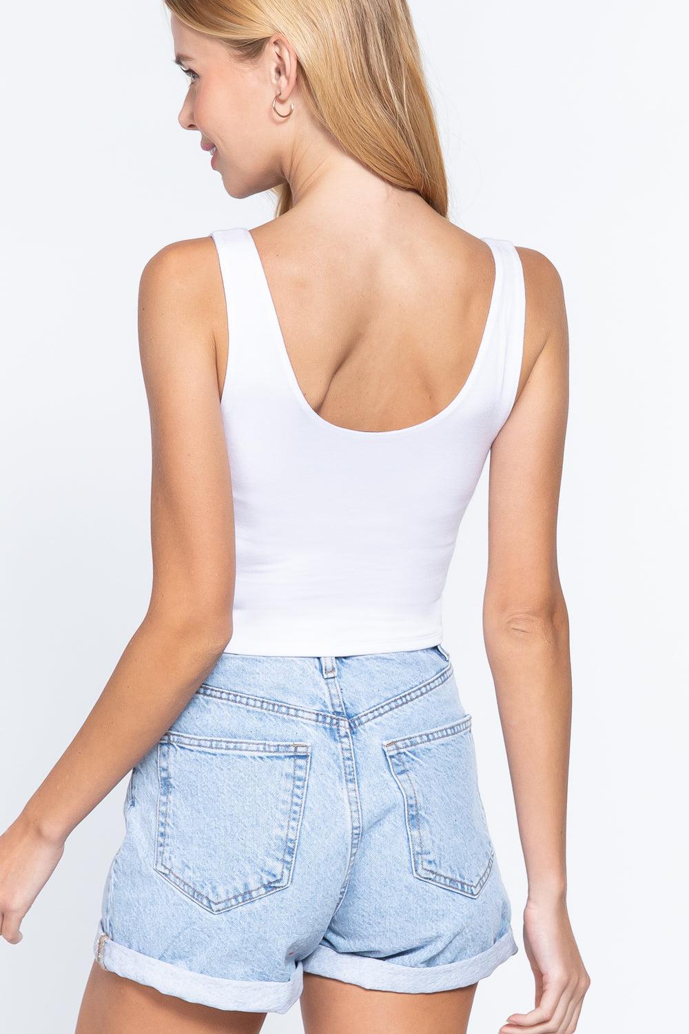 Scoop Neck 2 Ply Crop Tank Top Blue Zone Planet