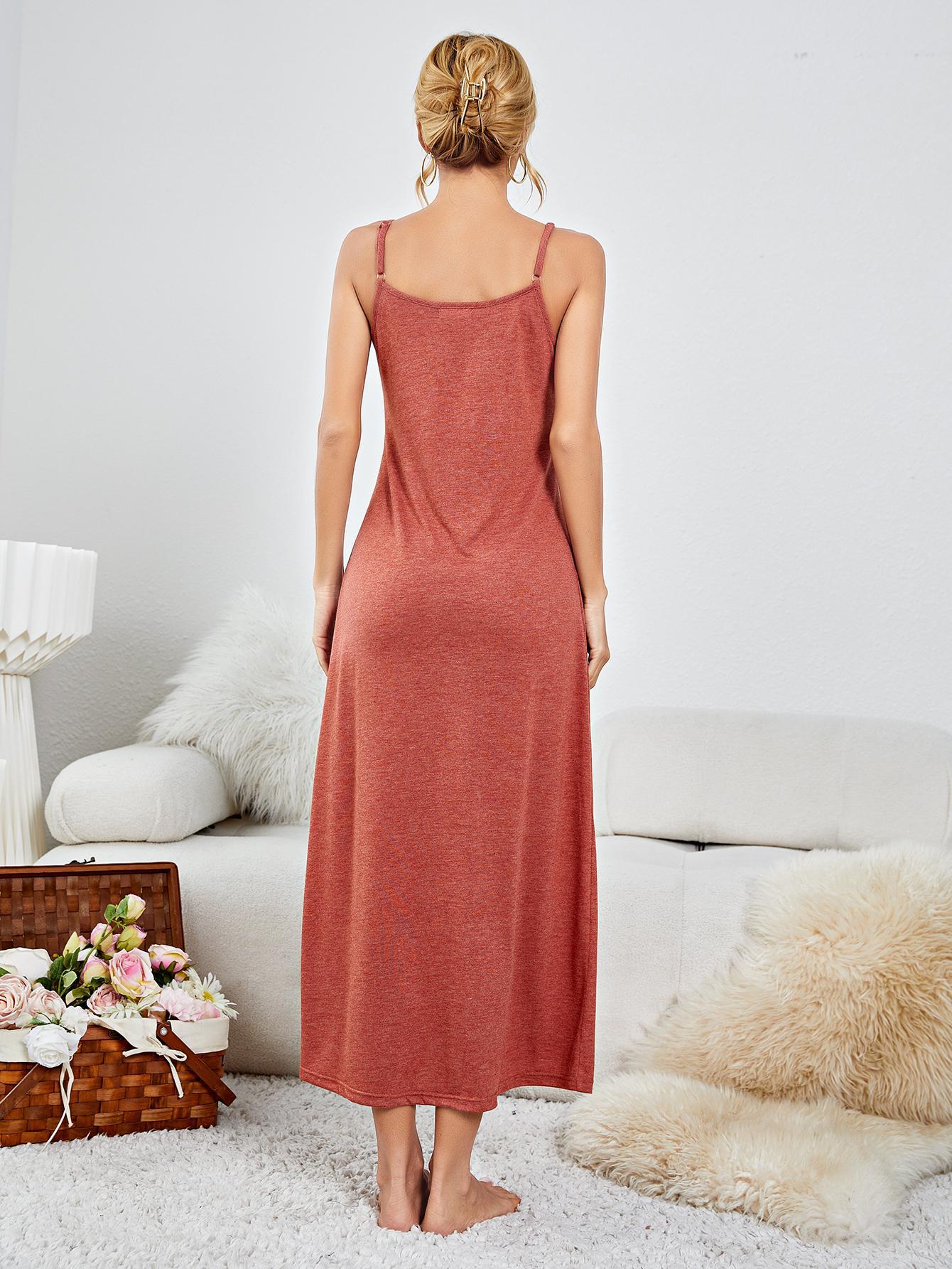 Scoop Neck Spaghetti Strap Night Dress BLUE ZONE PLANET