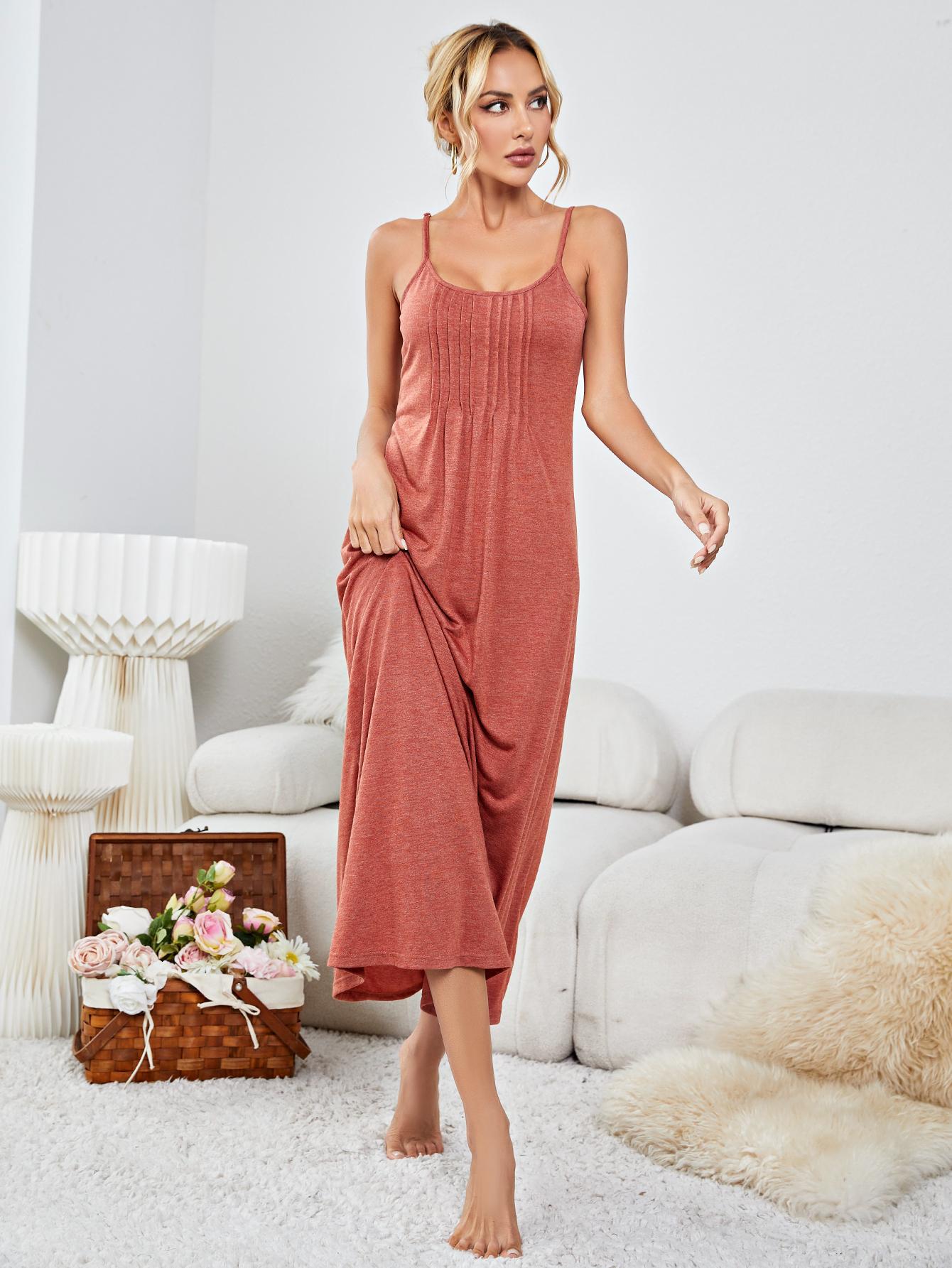 Scoop Neck Spaghetti Strap Night Dress BLUE ZONE PLANET