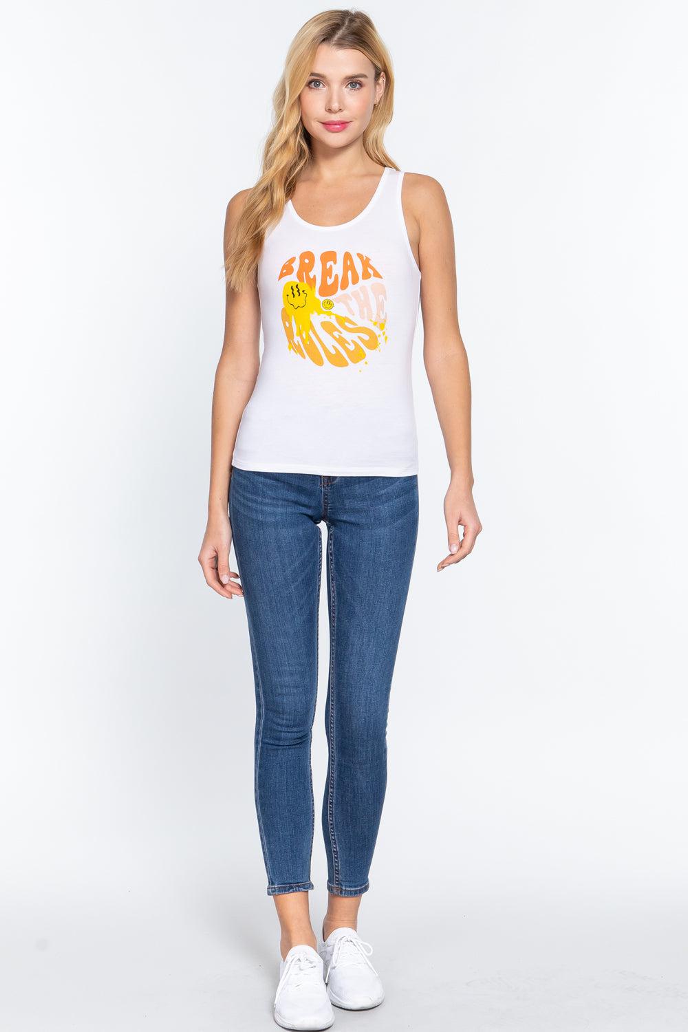 Screen Print Knit Tank Top Blue Zone Planet