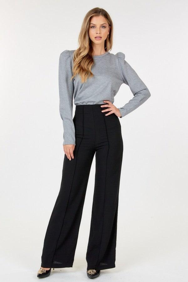 Seamed Wide Leg Palazzo Pants Blue Zone Planet