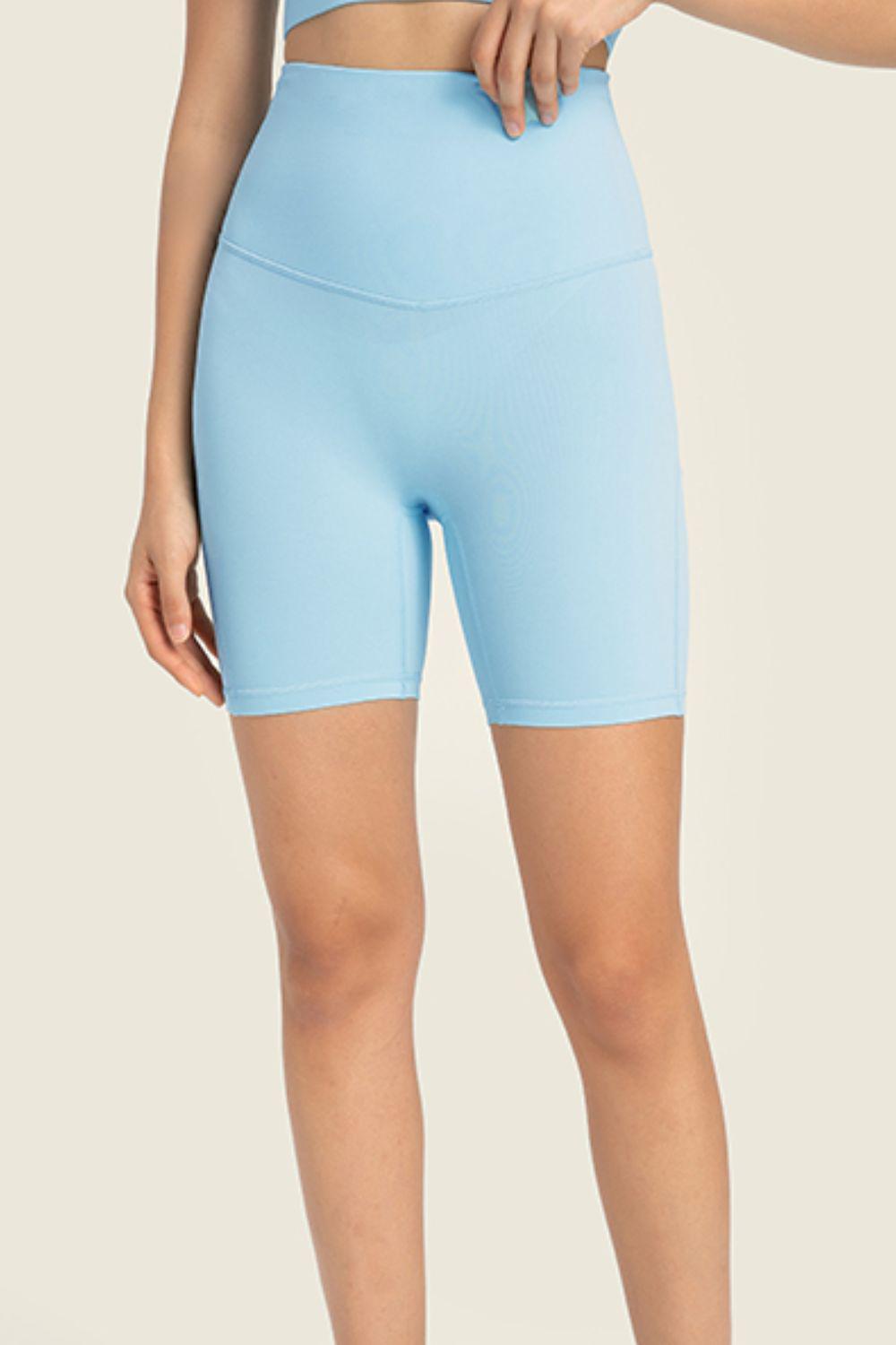 Seamless High-Rise Wide Waistband Biker Shorts BLUE ZONE PLANET