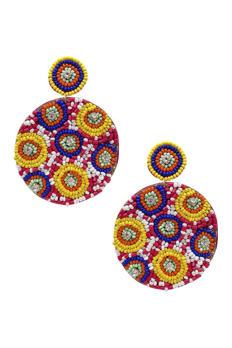 Seed Bead Round Dangle Earring Blue Zone Planet