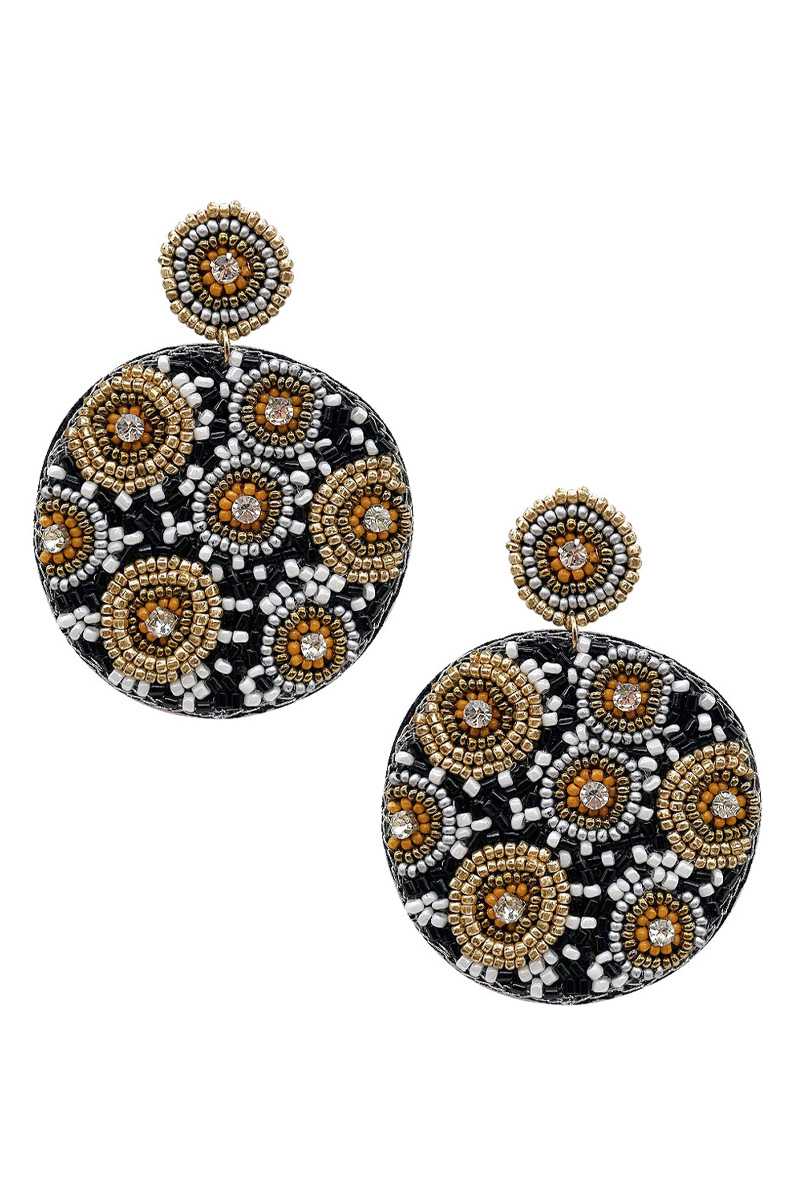 Seed Bead Round Dangle Earring Blue Zone Planet