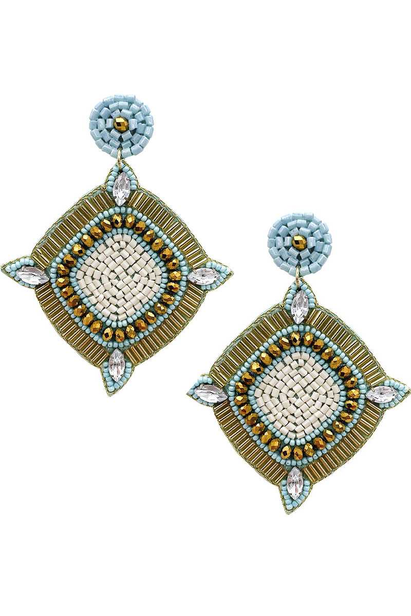 Seed Crystal Bead Dangle Earring Blue Zone Planet