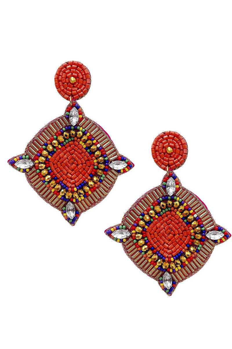Seed Crystal Bead Dangle Earring Blue Zone Planet