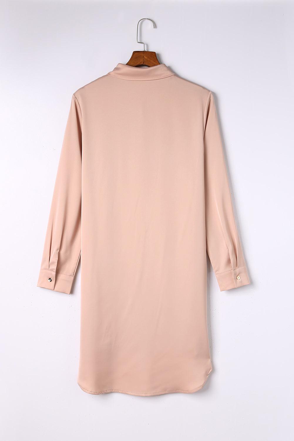 Sequin Button Front High-Low Shirt Dress BLUE ZONE PLANET