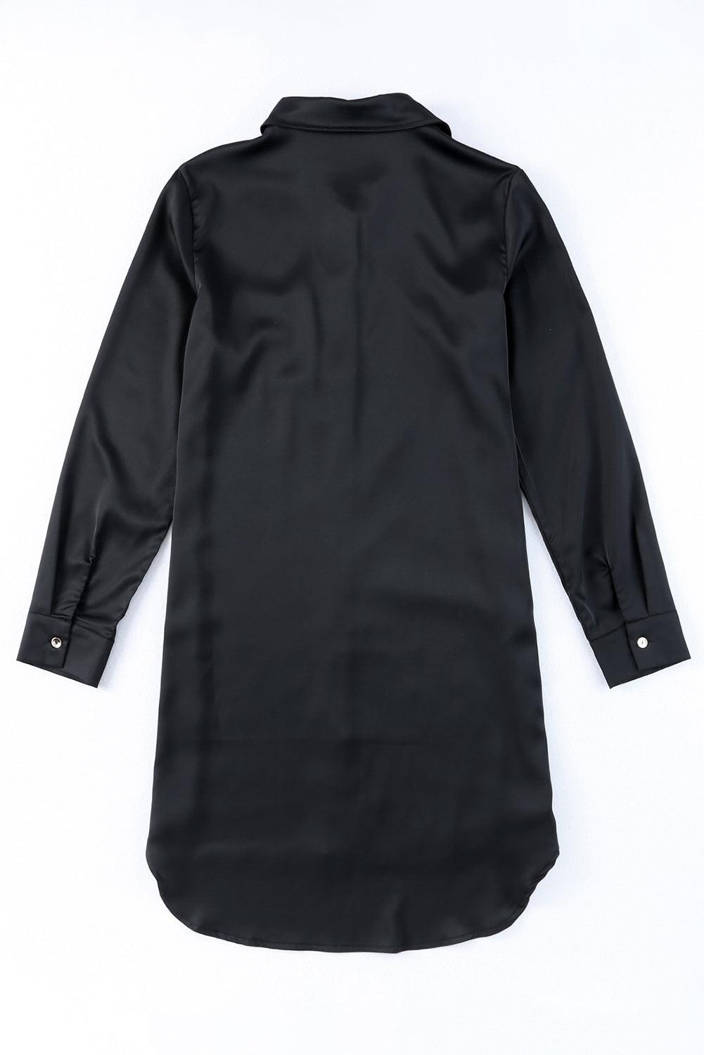 Sequin Button Front High-Low Shirt Dress BLUE ZONE PLANET