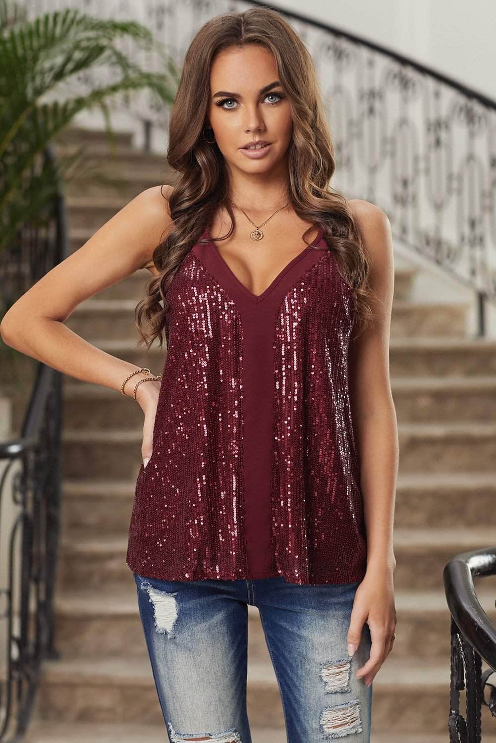 Sequin Racerback Tank BLUE ZONE PLANET