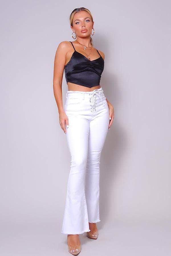 Sexy Spaghetti Strap Ruched Front Scarf Front Top Blue Zone Planet