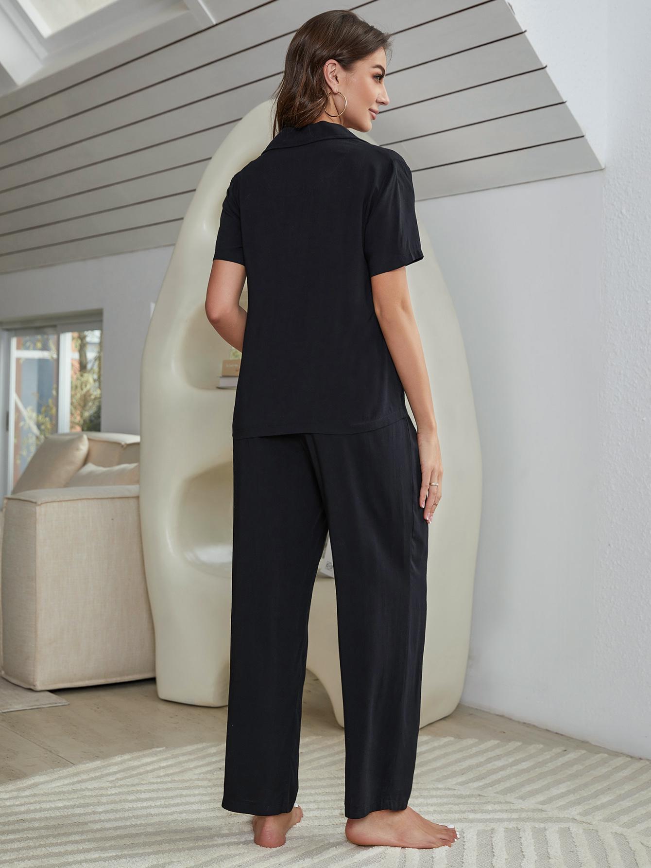 Short Sleeve Shirt, Bralette, and Pants Lounge Set BLUE ZONE PLANET