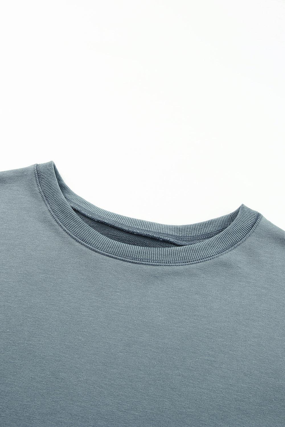 Side Slit Drop Shoulder Sweatshirt BLUE ZONE PLANET