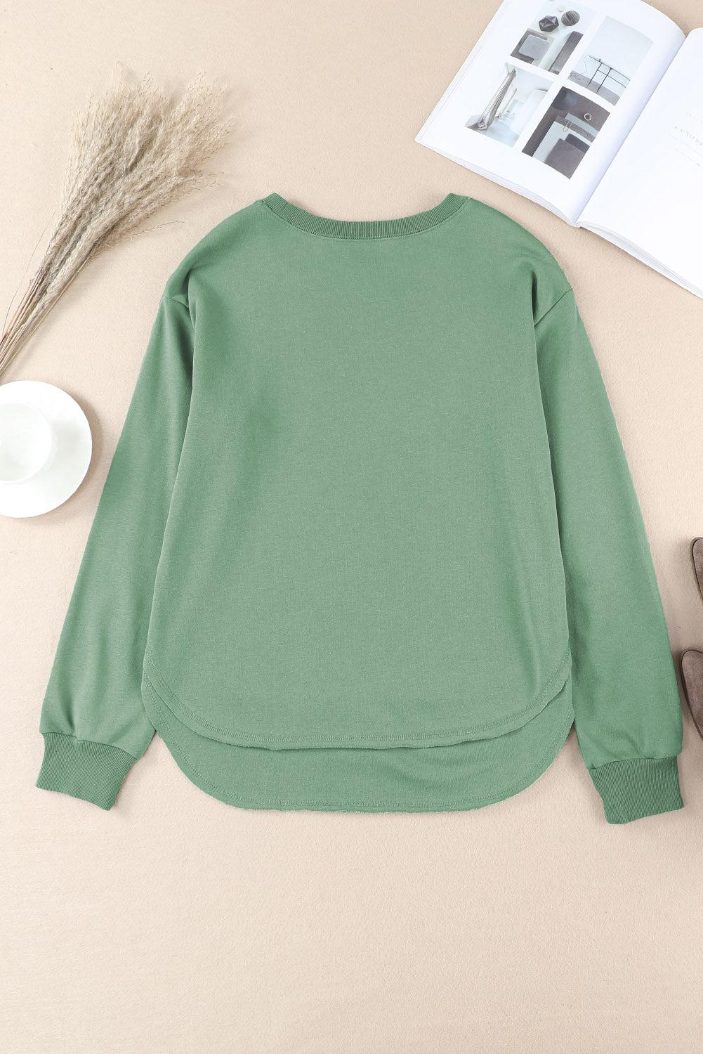 Side Slit Drop Shoulder Sweatshirt BLUE ZONE PLANET