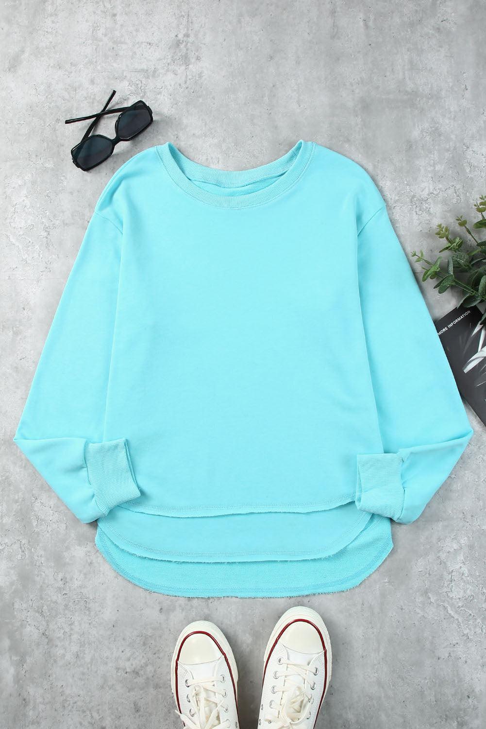Side Slit Drop Shoulder Sweatshirt BLUE ZONE PLANET