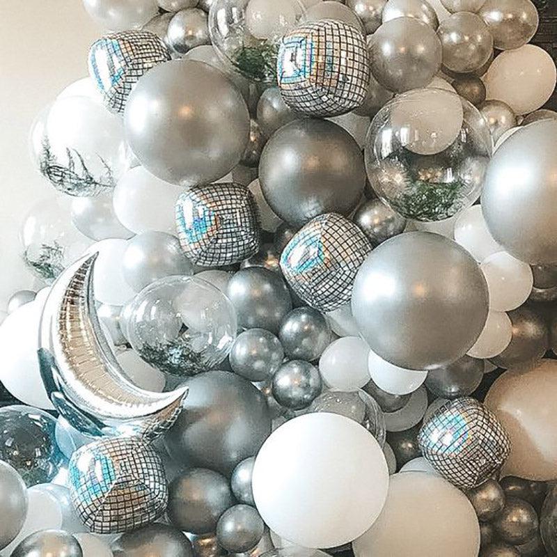 Silver Laser Disco Metal Foil Balloon Party Decoration Blue Zone Planet
