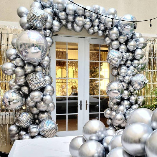 Silver Laser Disco Metal Foil Balloon Party Decoration Blue Zone Planet