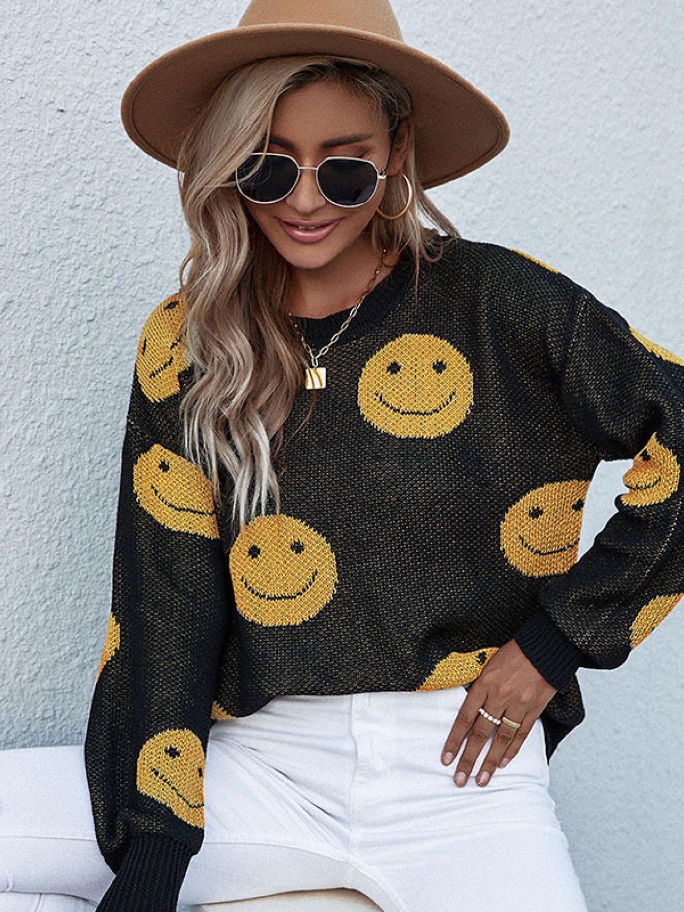 Smiley Face Sweater BLUE ZONE PLANET